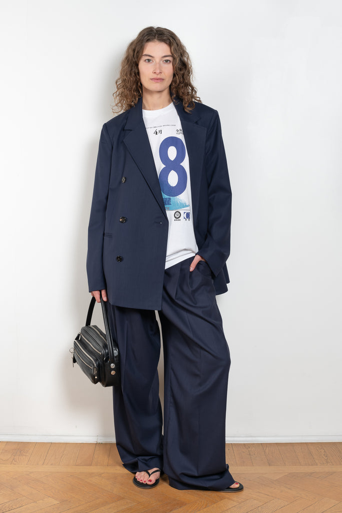 The 3-Pleat Trouser by 6397 is made of a superfine lightweight wool and&nbsp;has 3-pleats and a full, wide leg