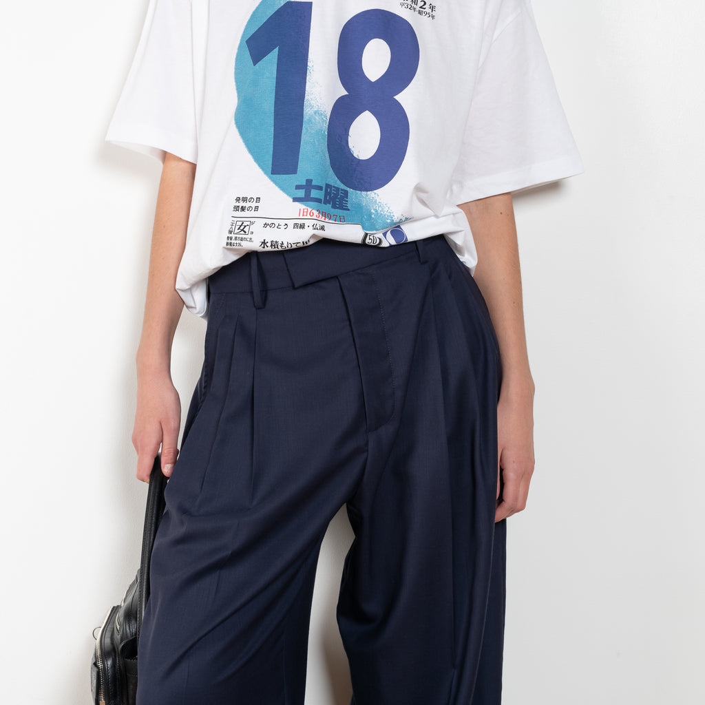 The 3-Pleat Trouser by 6397 is made of a superfine lightweight wool an has 3-pleats and a full, wide leg