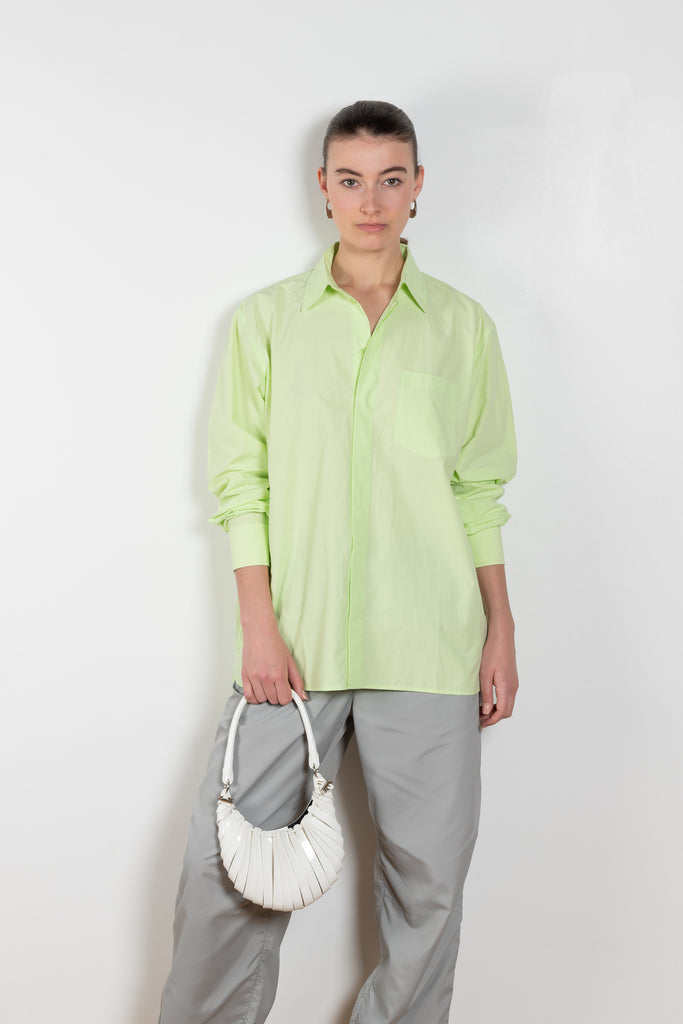 The Biggie Shirt by 6397 is a signature oversized shirt in a bright lime yellow cotton with a subtle dropped shoulder