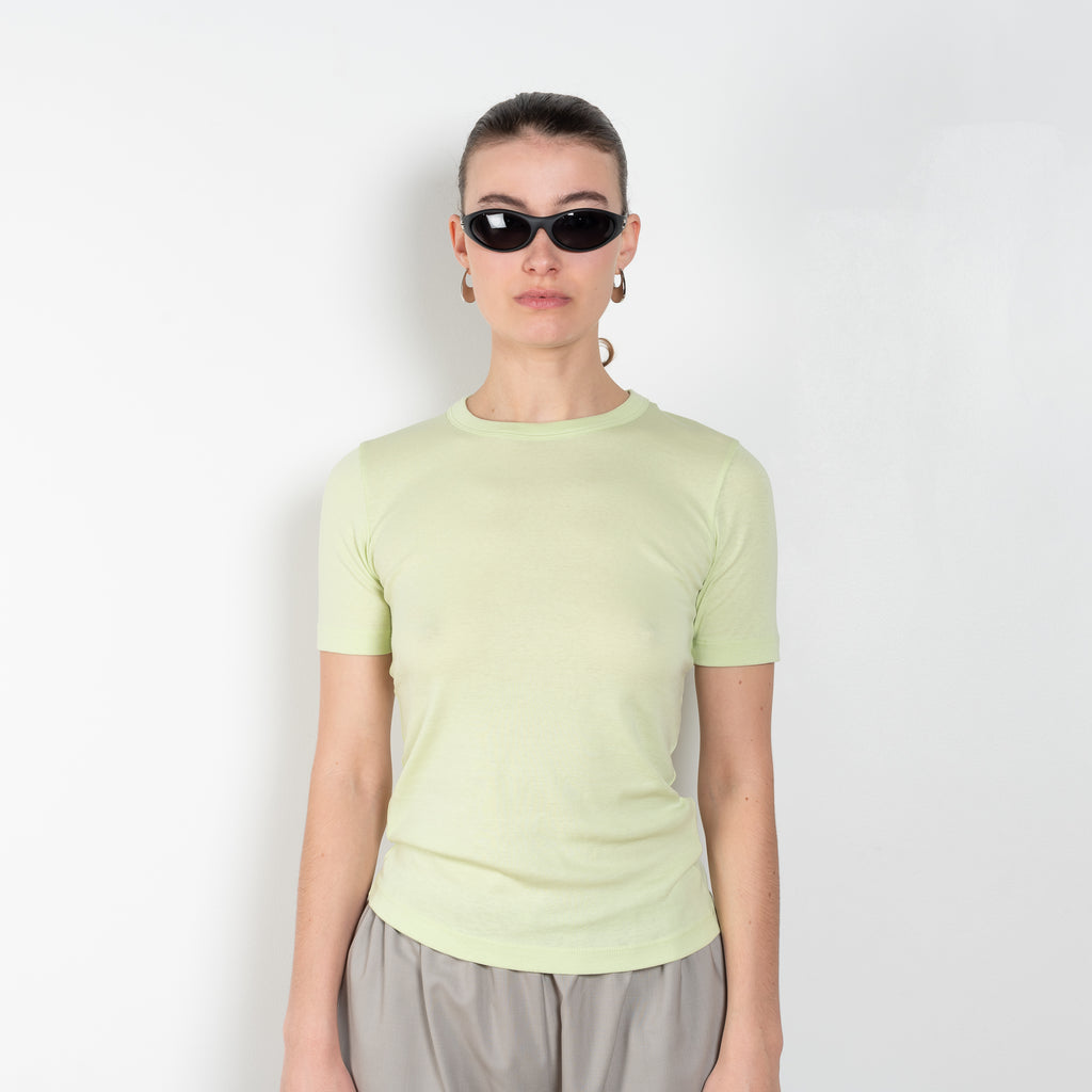 The Shrunken Tee by 6397 is a fitted tshirt with a reduced volume in lime green