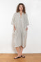 The Kaftan Dress by 6397 has an oversized silhouette and a short, wide sleeve, made from a Japanese patchwork cotton