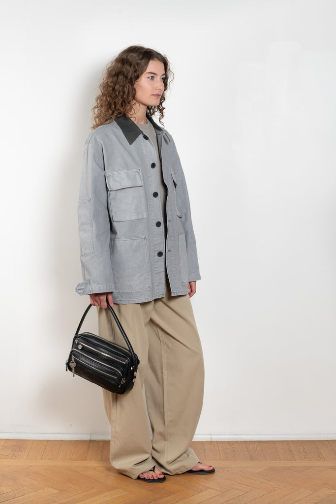 The Roomy Jeans by 6397 is a relaxed trouser made in a Japanese cotton and hemp bland twill with a wide slightly tapered leg