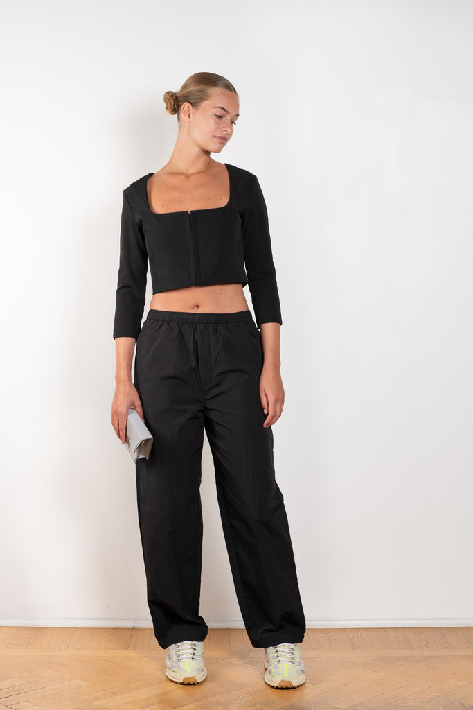 The Hooked Top 852 by Acne Studios is a cropped top with front hook and eye closure, a square-cut neckline and a zipper closure