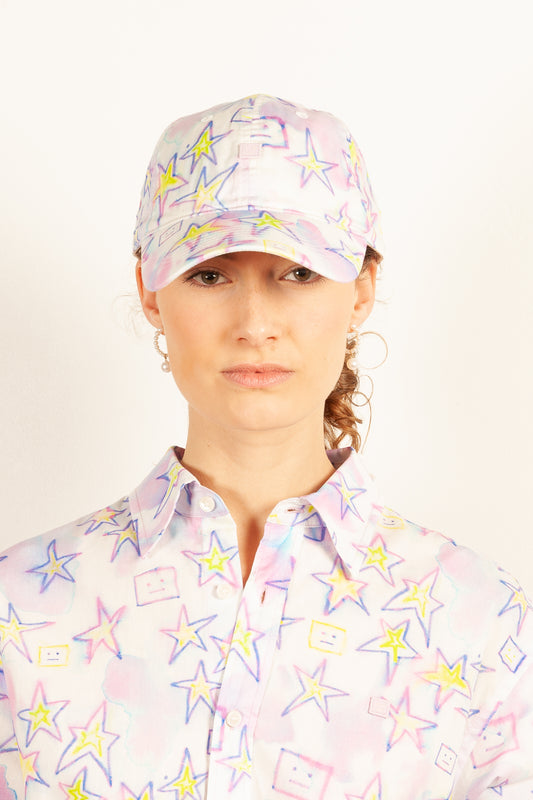 acne hats207 face star pale pink print