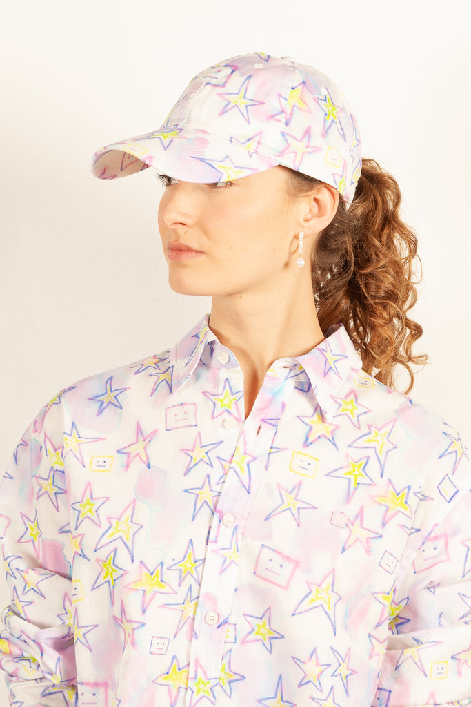 acne hats207 face star pale pink print