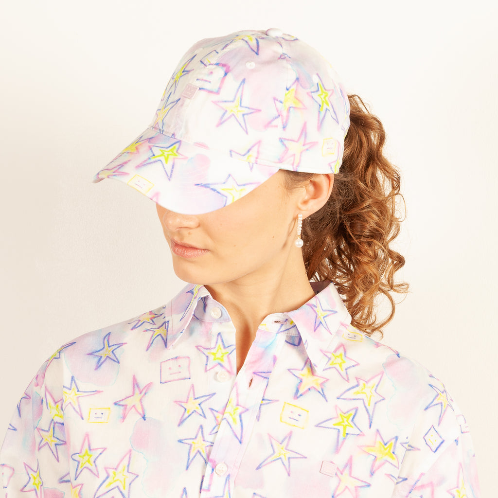 acne hats207 face star pale pink print