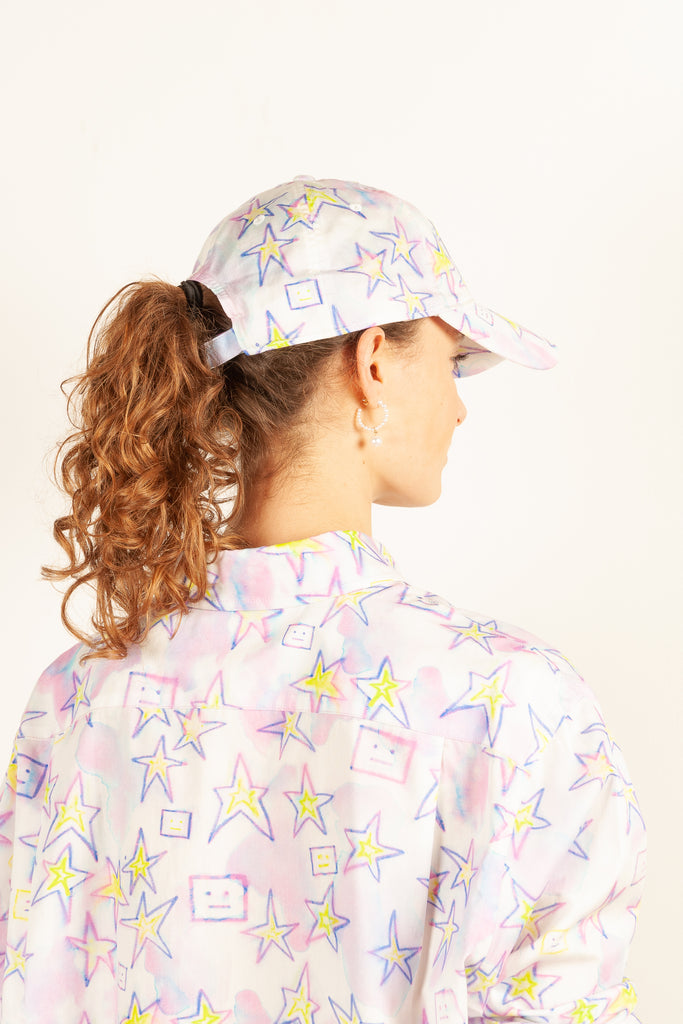 acne hats207 face star pale pink print