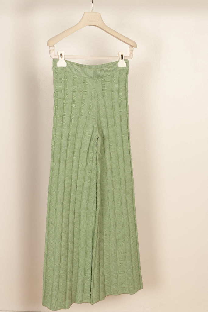 cable knit sage green trouser