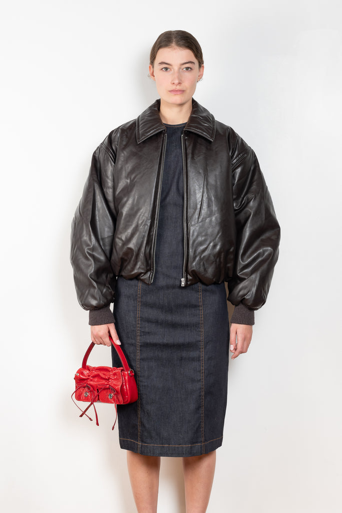 The Coated Bomber by Acne Studios has a coated leather finish