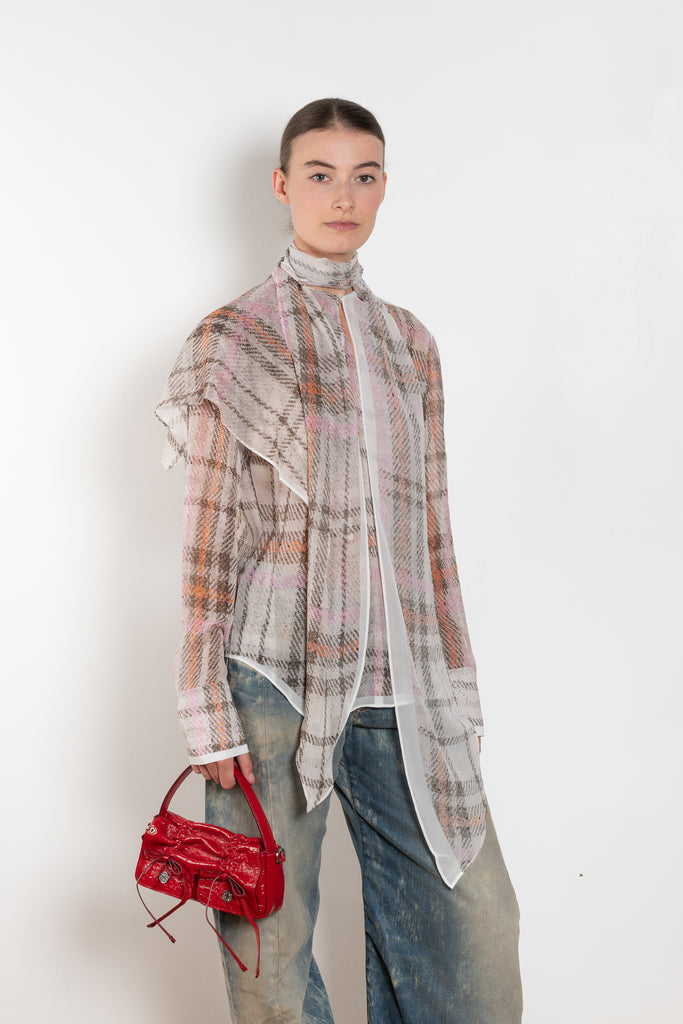 The Printed Silk Blouse by Acne Studios is crafted from lightweight silk with a trompe-l'oeil check print