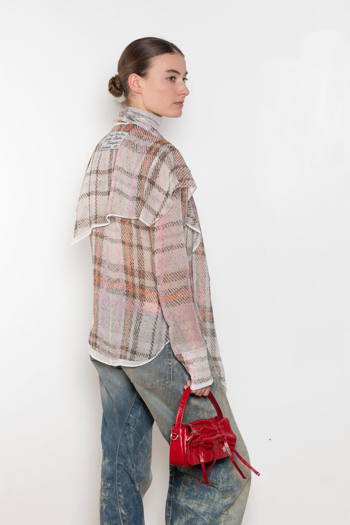 The Printed Silk Blouse by Acne Studios is crafted from lightweight silk with a trompe-l'oeil check print