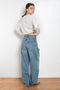 The Vana Fold Jean by Agolde has a bold, directional silhouette, featuring a distinctive "fold" closure and classic 5-pocket styling