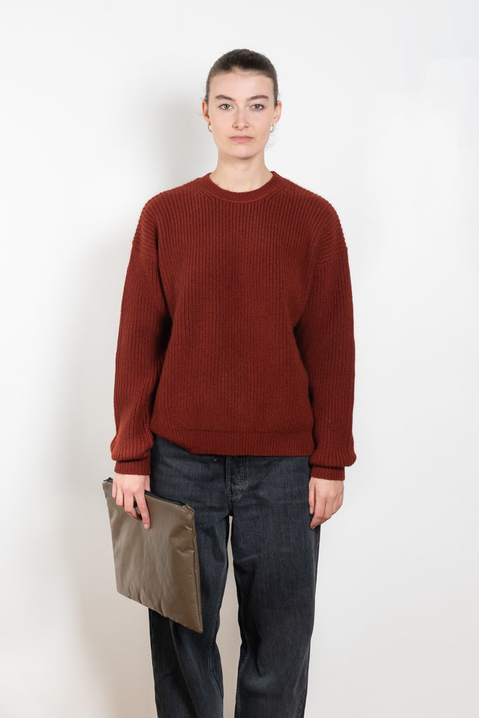 The Esther Sweater by Alexandra Golovanoff is a thick cashmere sweater wit a ribbed pattern