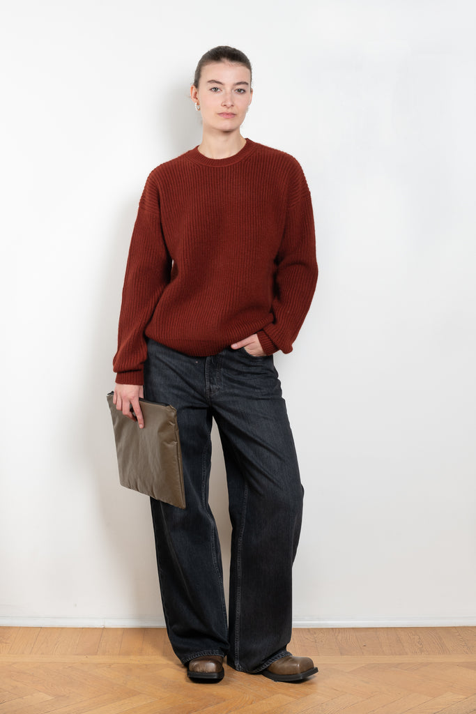 The Esther Sweater by Alexandra Golovanoff is a thick cashmere sweater wit a ribbed pattern