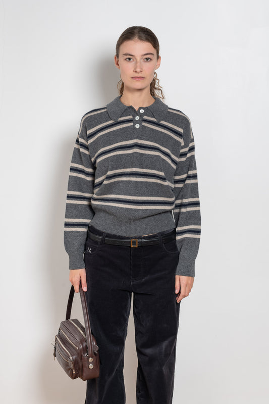 and daughter edith stripe polo grey