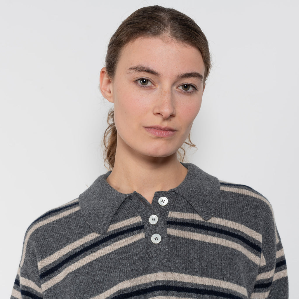and daughter edith stripe polo grey