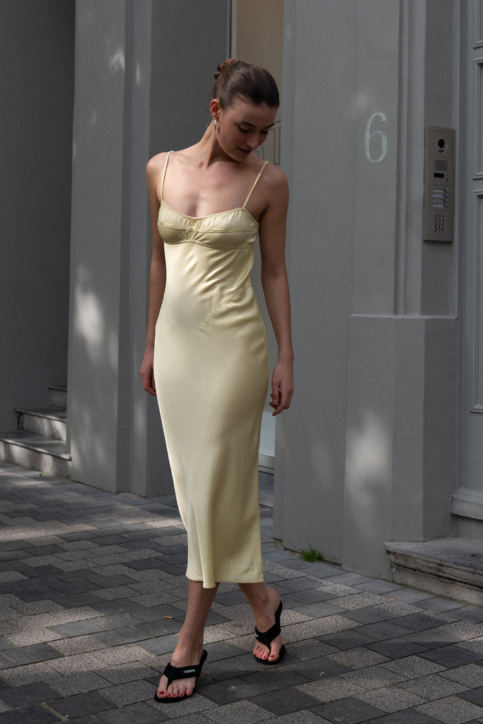 The Waterlily Midi Dress by Anna October is a&nbsp;signature lightweight summer dress with an open back and lingerie details