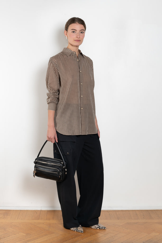 The Airy Light Cotton Shirt by Auralee is an extremely light cotton voile shirt with a gingham check.