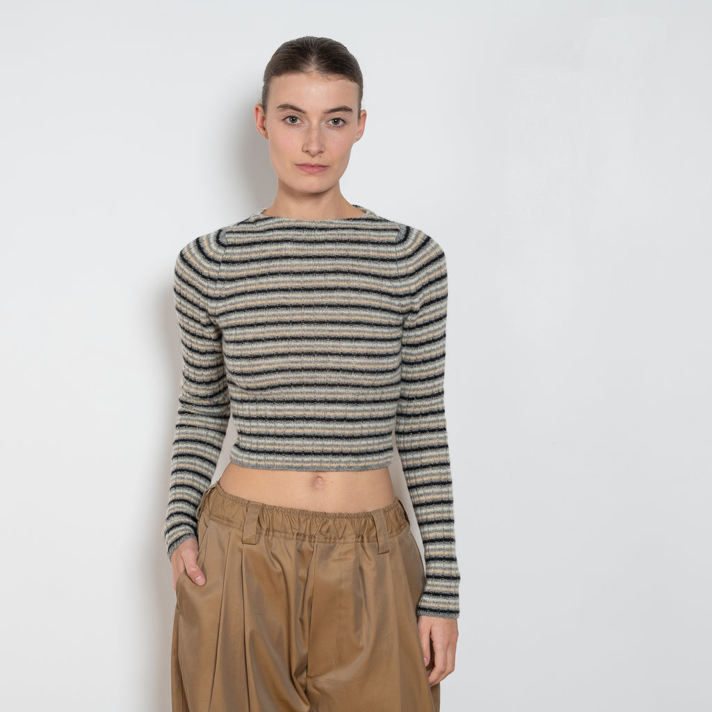 auralee boatneck rib stripe