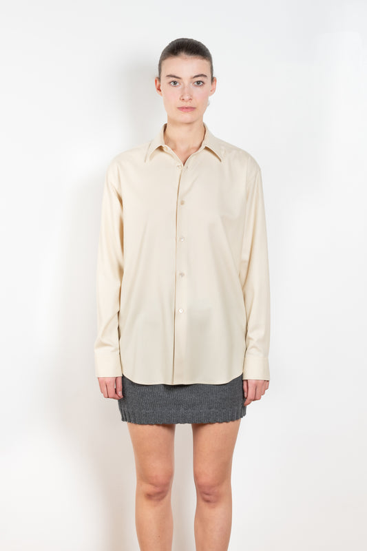 The Light Wool Shirt by Auralee is a loose button up shirt in a soft wool