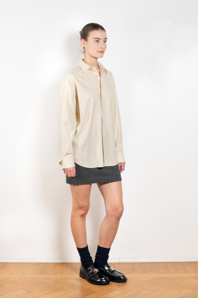 The Light Wool Shirt by Auralee is a loose button up shirt in a soft wool