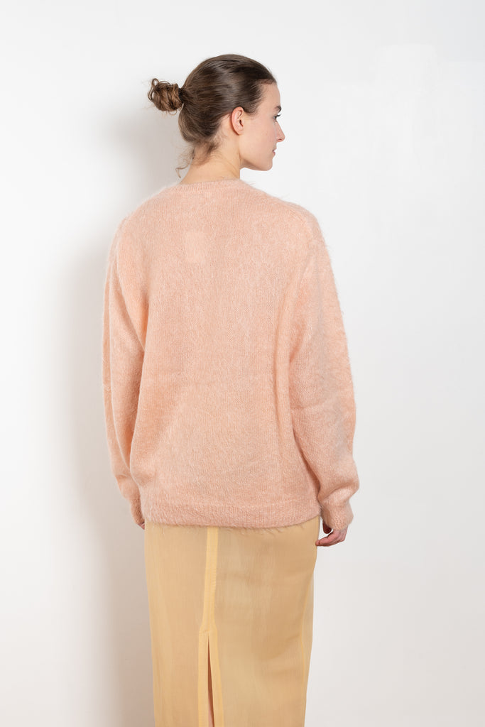 The Brushed Mohair Knit by Auralee is a knitted sweater&nbsp;woven from delicately spun Super Kid Mohair