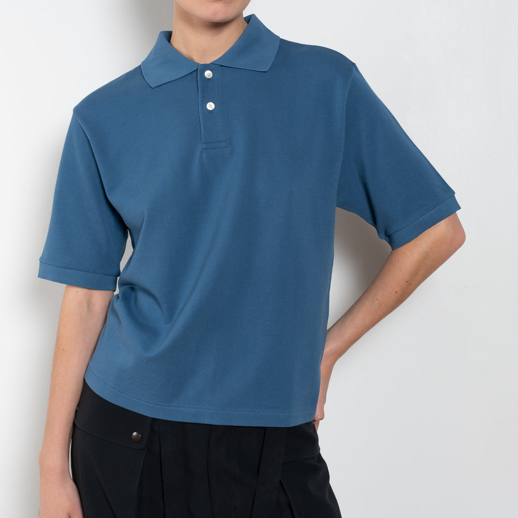 The Polo Shirt by Auralee is a high gauge picqué knit with polo details
