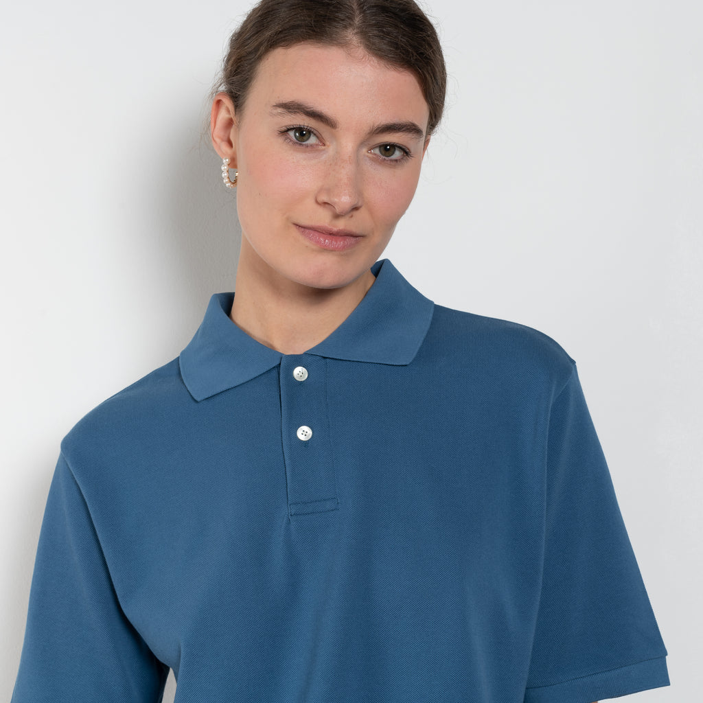 The Polo Shirt by Auralee is a high gauge picqué knit with polo details