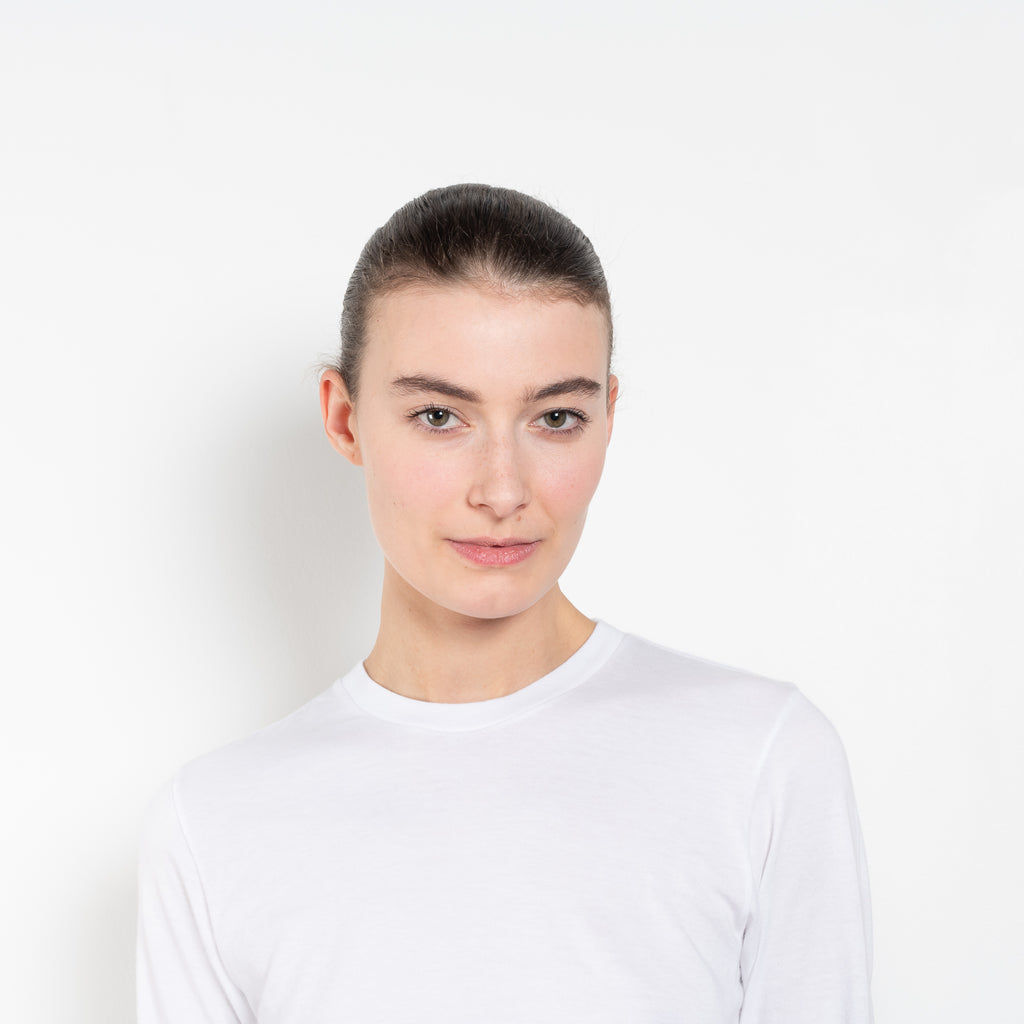 The Seamless Tee by Auralee is a long sleeve Tshirt with a crewneck in a high quality cotton