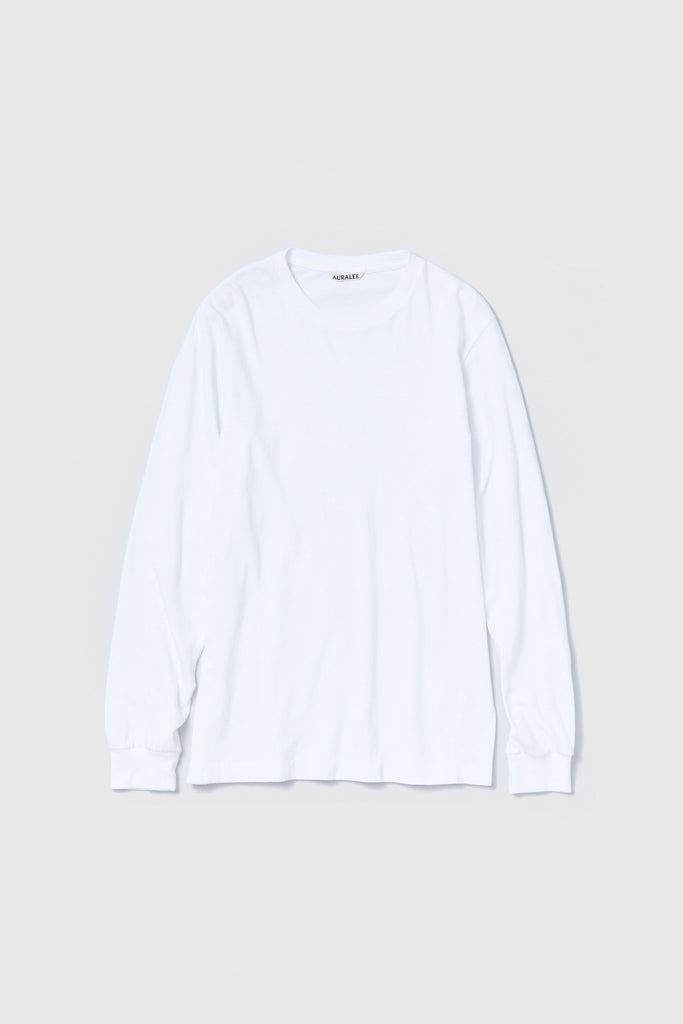 The Seamless Tee by Auralee is a long sleeve Tshirt with a crewneck in a high quality cotton