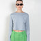 The Boatneck Tee by Auralee is a cropped tshirt with long sleeves in a high quality cotton