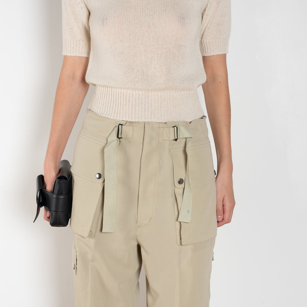 The Lightweight Cargo Pants by Auralee is a relaxed trouser in a lightweight cotton and wool blend with cargo details