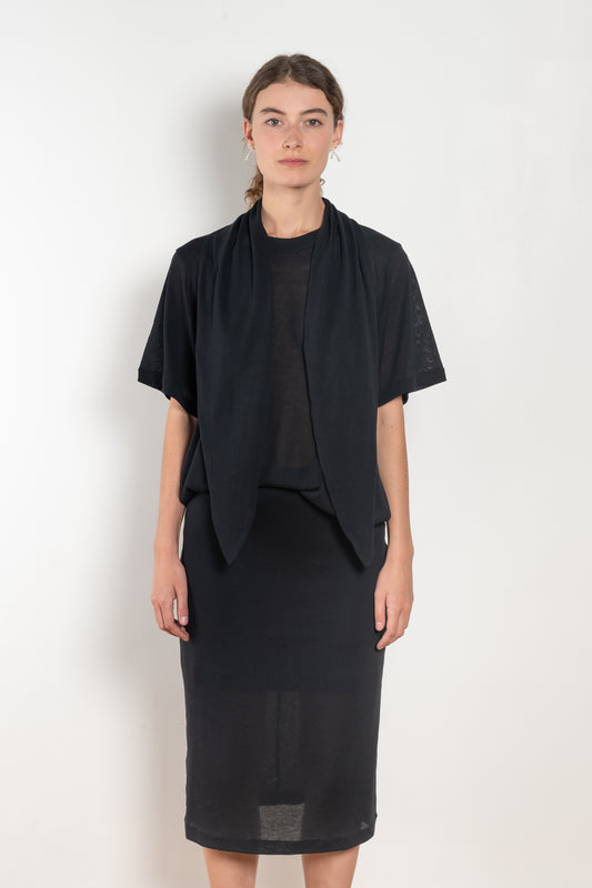 The Ludo Sheer tee by Bite is is crafted from luxurious fine cotton jersey crepe featuring a relaxed, oversized silhouette, elevated by a detachable scarf detail