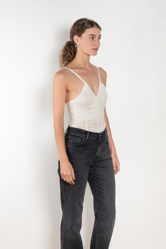 The Sirene Lace Body by Bite is crafted from fine floral lace jersey, featuring subtle ruching along the fitted bodice and BITE’s signature Sirene-shaped neckline.