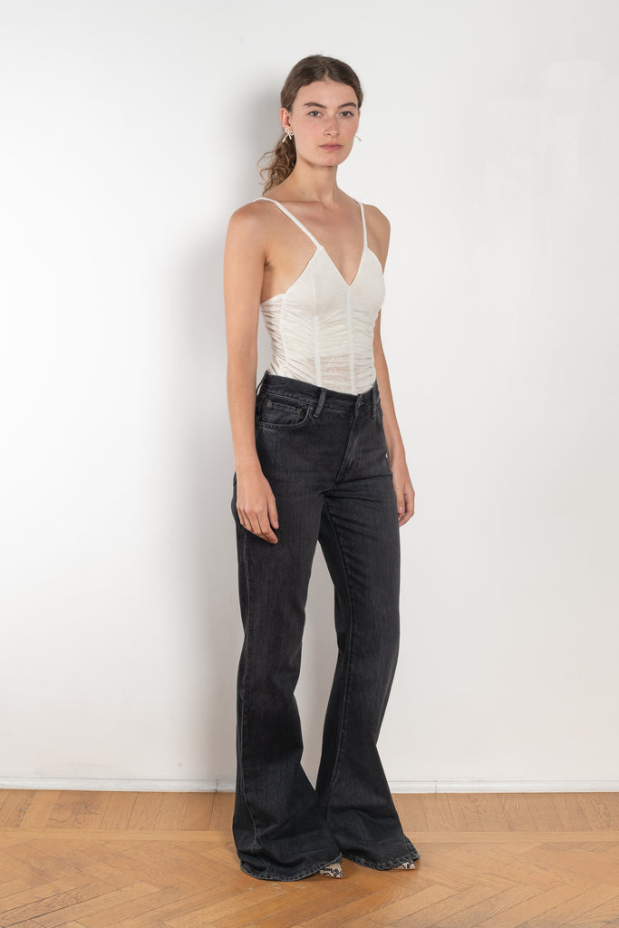 The Sirene Lace Body by Bite is crafted from fine floral lace jersey, featuring subtle ruching along the fitted bodice and BITE’s signature Sirene-shaped neckline.
