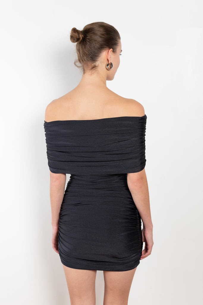 Pleated Off Shoulder Dress