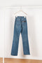 The Straight Denim Pants by Coperni is a straight legged jeans with a high waist and a belted detail on the back pocket