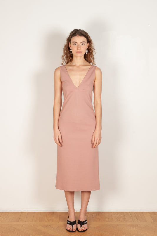 jersey dress pink gauchere open back