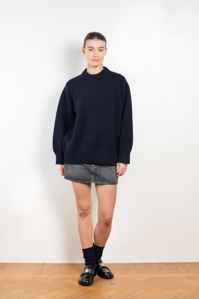 The Caragh Slouch Crewneck by & DAUGHTER has a slouchy fit through the body and sleeve with chunky collar and cuffs