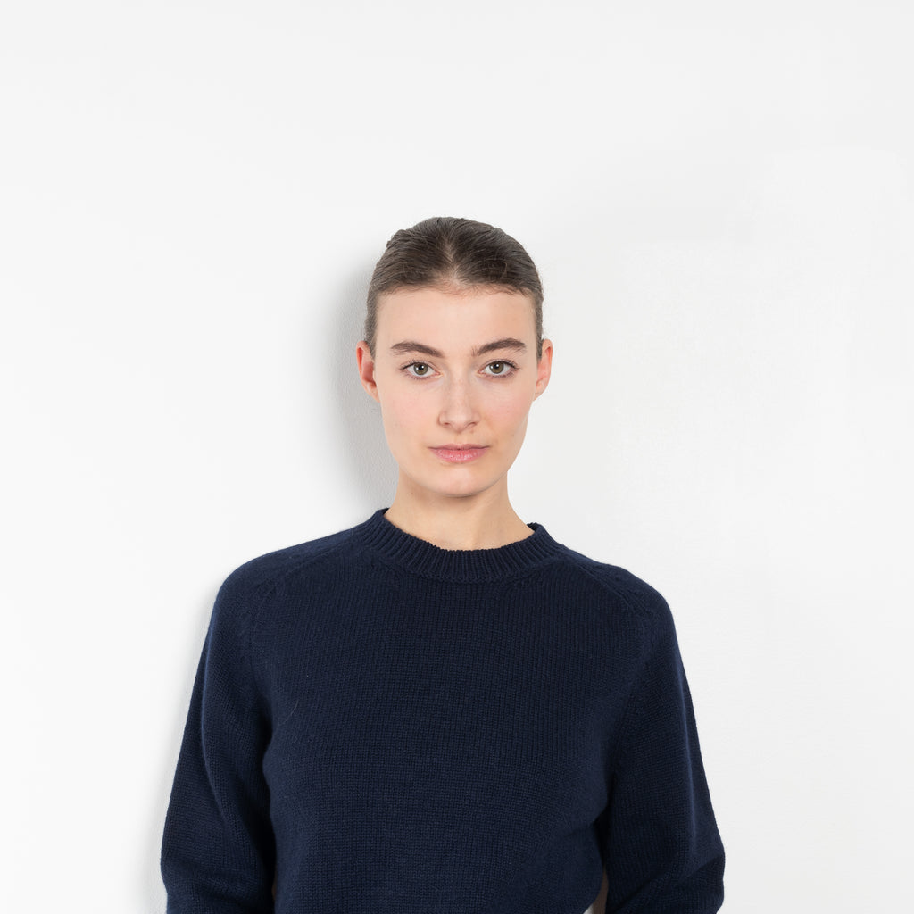 The Rosh Crewneck by &DAUGHTER has neat proportions. Neither shrunken nor oversized, it is defined by a sense of ease but with a crispness to it.