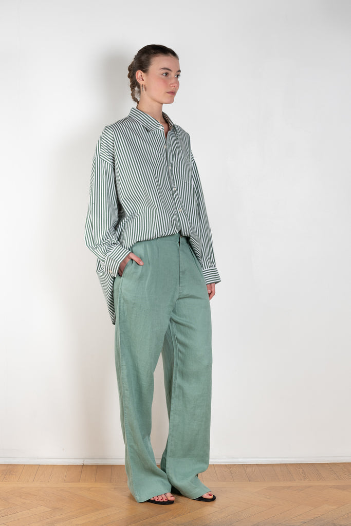 The Double Pleat Chino by Denimist is a relaxed trouser with a wide leg