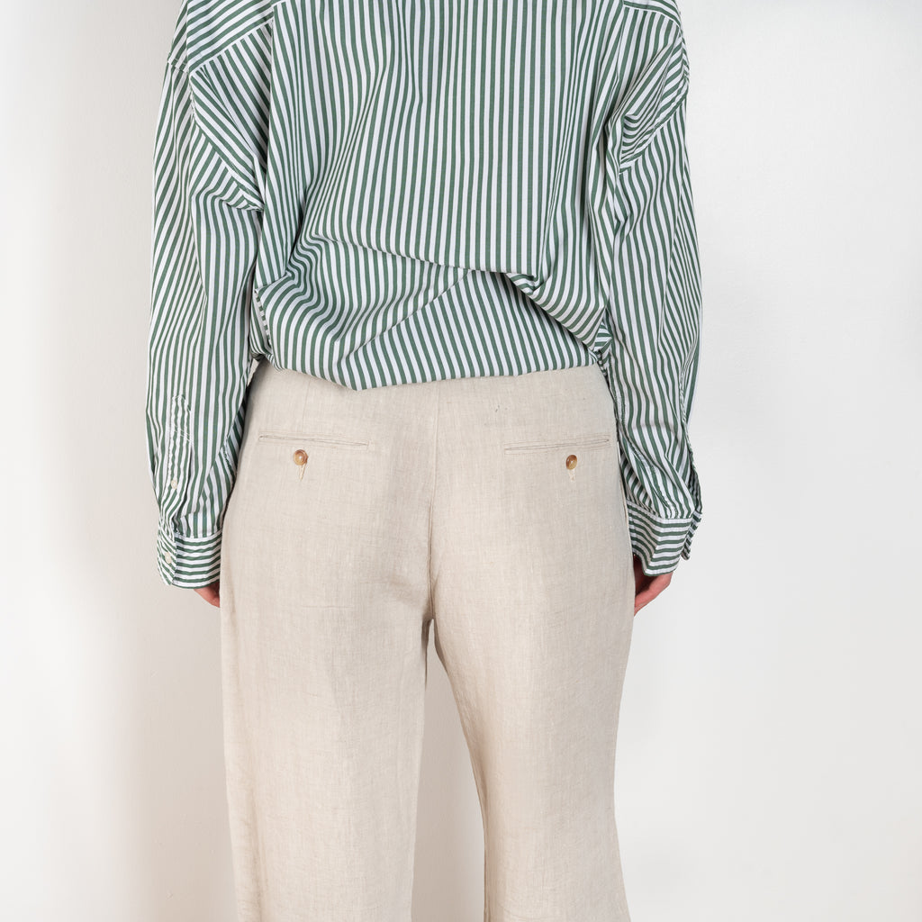 The Double Pleat Trouser by Denimist is a relaxed trouser with a wide leg