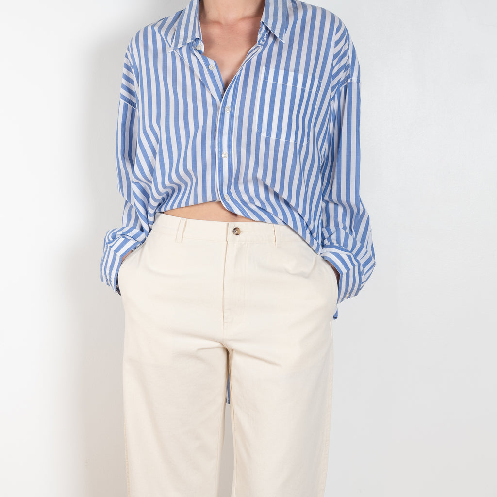 The Flat Front Chino by Denimist is a relaxed trouser with a wide leg