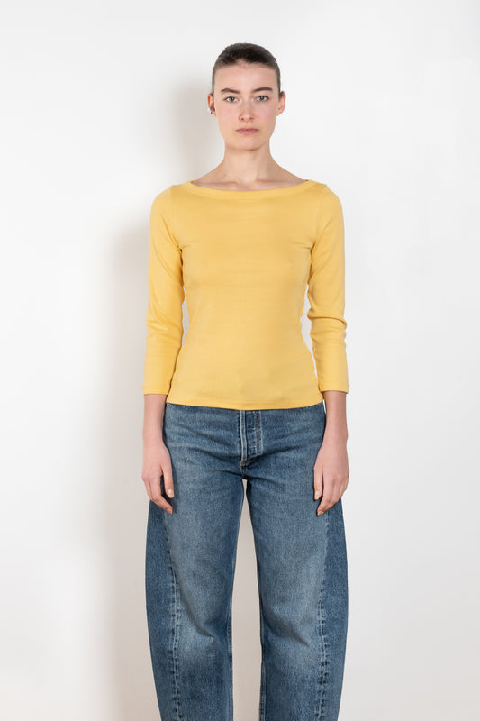 The Steffi Tee by Flore Flore is a classic boat neck tee with a 3/4 sleeve