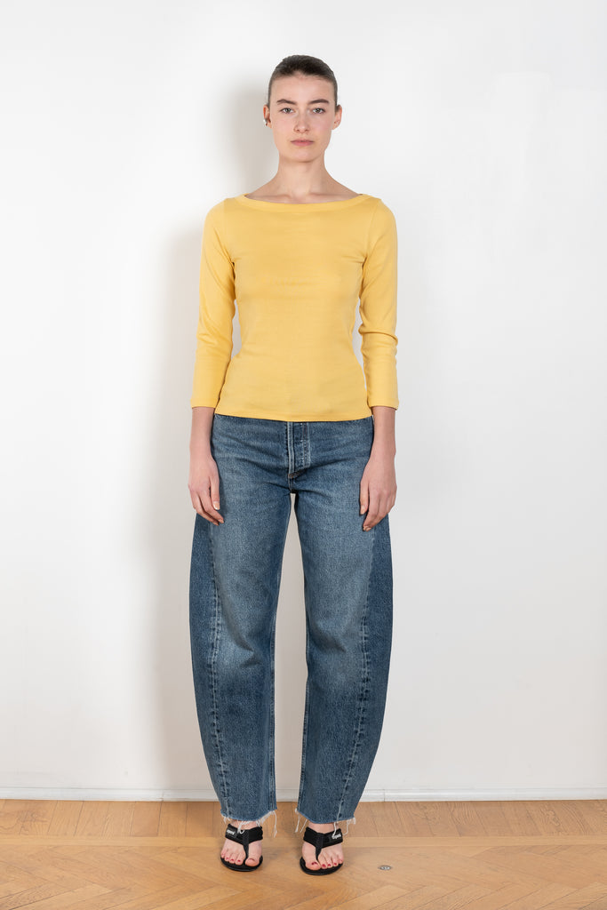 The Steffi Tee by Flore Flore is a classic boat neck tee with a 3/4 sleeve