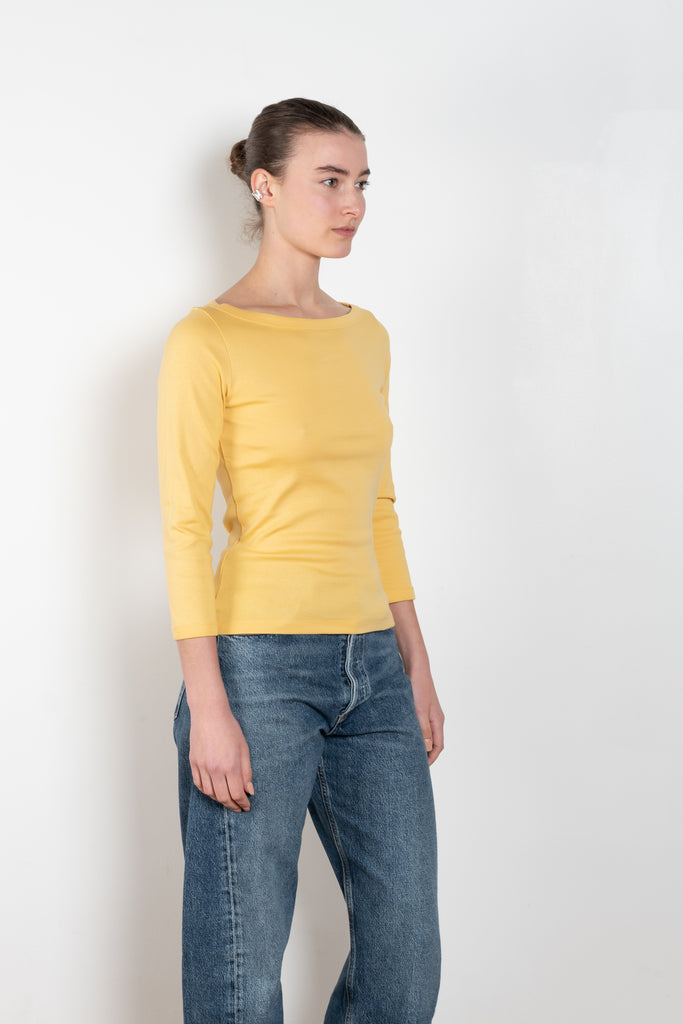 The Steffi Tee by Flore Flore is a classic boat neck tee with a 3/4 sleeve