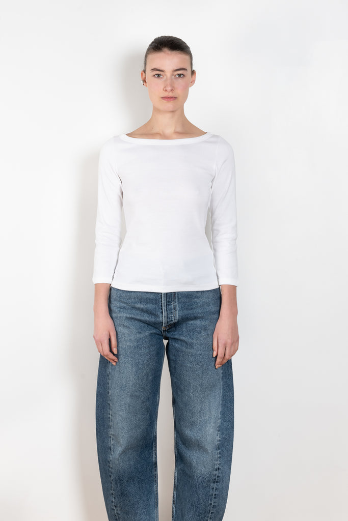 The Steffi Tee by Flore Flore is a classic boat neck tee with a 3/4 sleeve