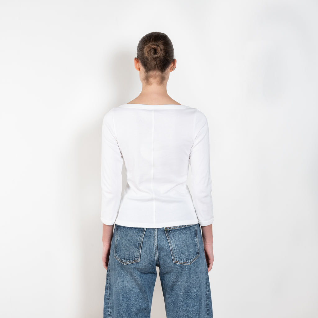 The Steffi Tee by Flore Flore is a classic boat neck tee with a 3/4 sleeve