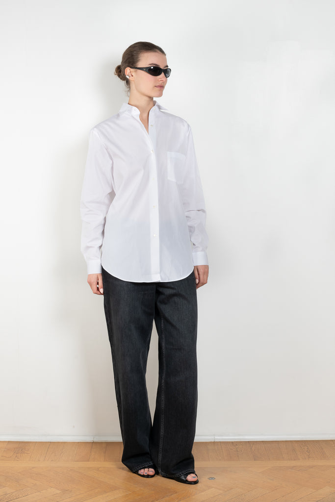 The Zoe Shirt by Flore Flore is a oversized shirt with a single front pocket.