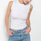 The Esme Tank by Flore Flore is a fitted crew neck tank top with a double stitched cut-off seam on the back.